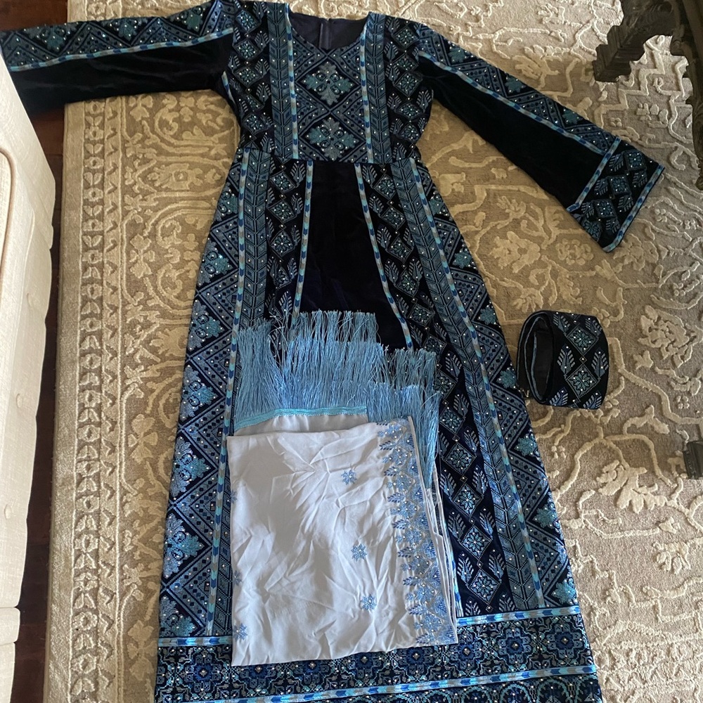 Blue Velvet Palestinian Thobe